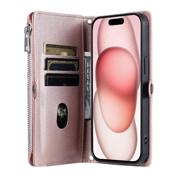 För iPhone 17 Air Fodral TPU PU Läder Plånboksfodral med handledsrem