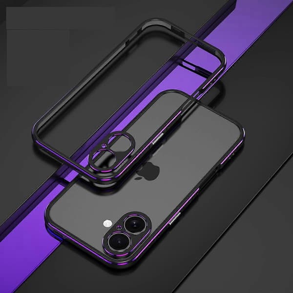 Til iPhone 17 Bumper Cover Telefonramme uden bagside med linsebeskyttelse - Sort Lilla