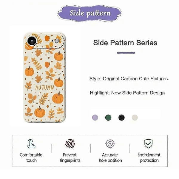 Til iPhone 17 Air Cover med efterårstema mønstertryk Lige kant TPU Telefon Bagcover - Beige