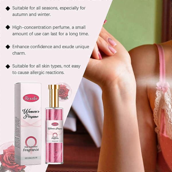 Rose Glamour Parfym för kvinnor, långvarig fräsch blommig doft, enkel applicering, 30ml