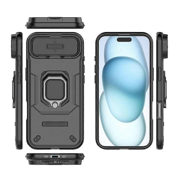 Kompatibel med iPhone 17 Air-deksel PC + TPU-stativ telefonbeskyttelse med linsedeksel
