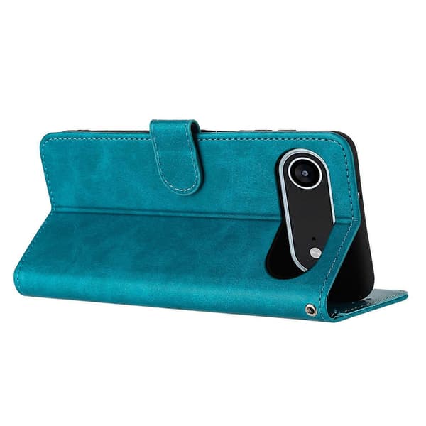 for iPhone 17 Air Case Flip Stand Calf Texture PU Leather Wallet Phone Cover With Strap - Green