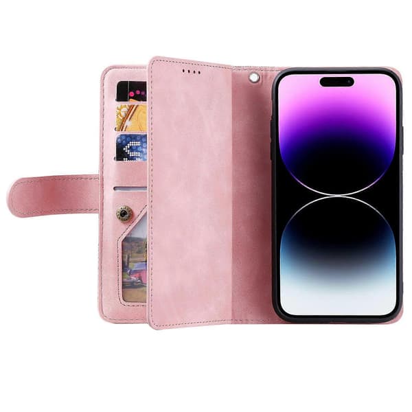 Til iPhone 17 Air Cover med 9 kortpladser, lynlåspung i PU-læder med håndledsrem