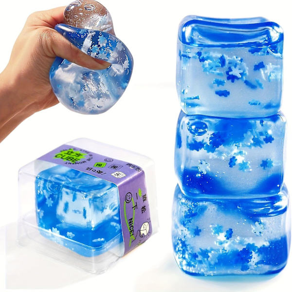 3 STK Squishy Ice Cube Stressbolde Sensorisk Squishy Islegetøj Squishy Bolde til Voksne Angstlindring -