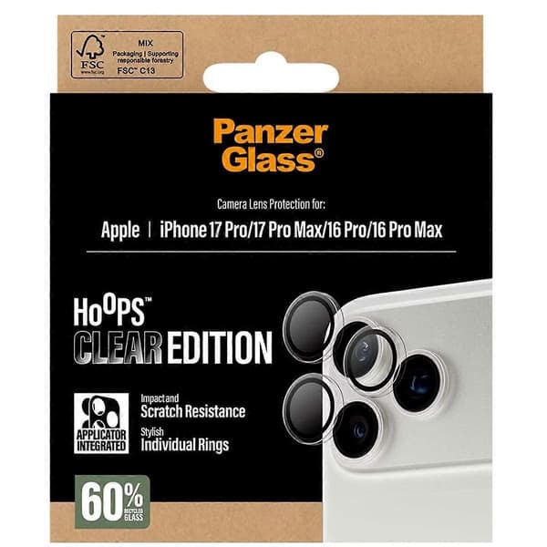 Kamerabeskytterglas til iPhone 17 Pro og 17 Pro Max, Gennemsigtig