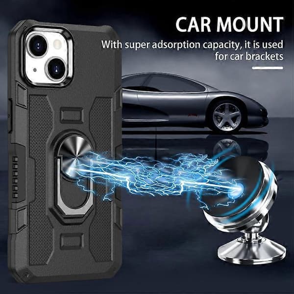 För iPhone 15 Ringhållare Armor Hybrid Telefonfodral