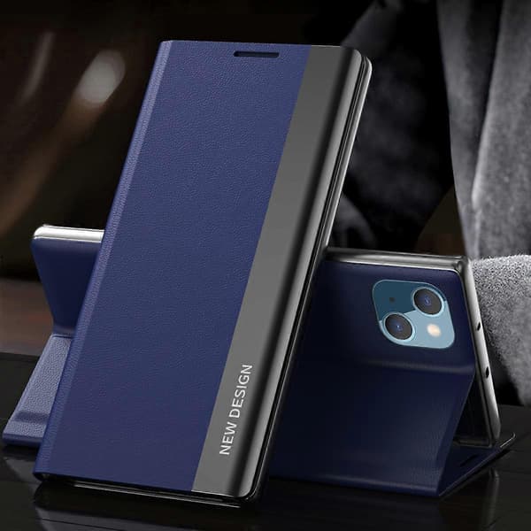Stærk magnetisk læder med PC indvendig folio flip belagt standercover til iPhone 13 mini 5.4 tommer