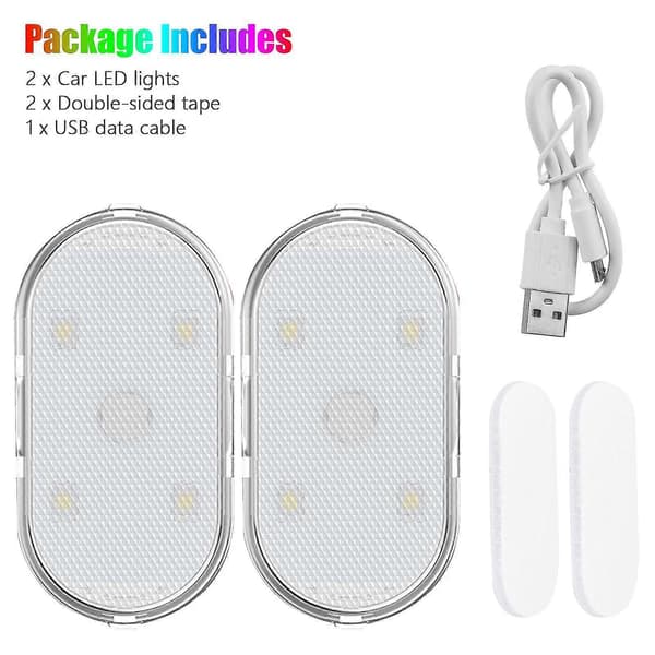 2x Bil Interiør LED Lys 7 Farver USB Opladning Touch Sensor Atmosfære Neon Lampe