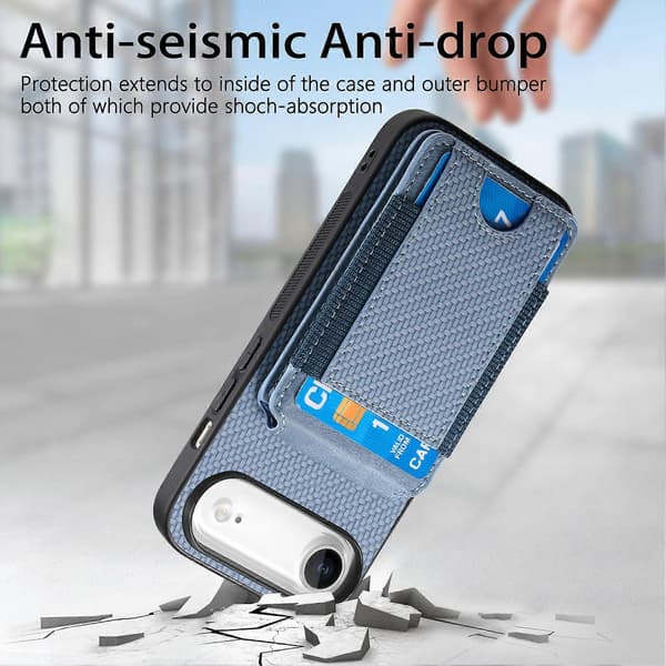 Kompatibel med iPhone 17 Air-deksel med kortholder, stativ og bakside i skinn