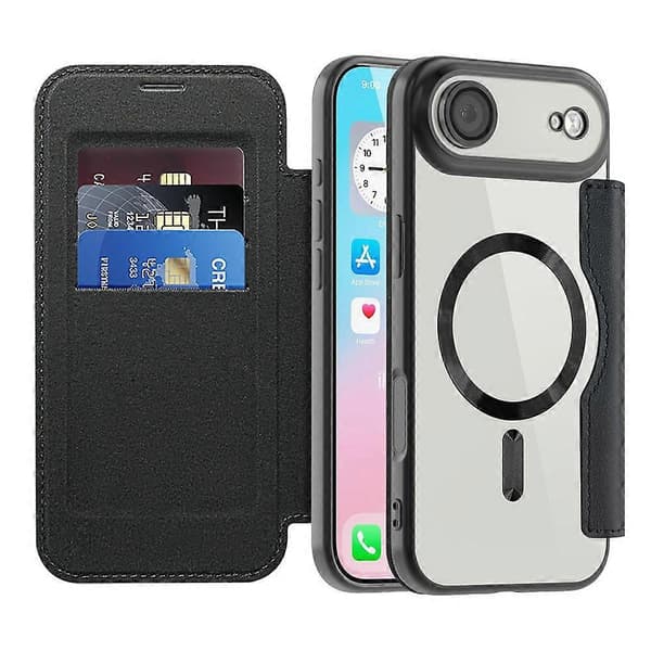 Kompatibel med iPhone 17 Air Case Kompatibel med MagSafe RFID Læder Telefoncover