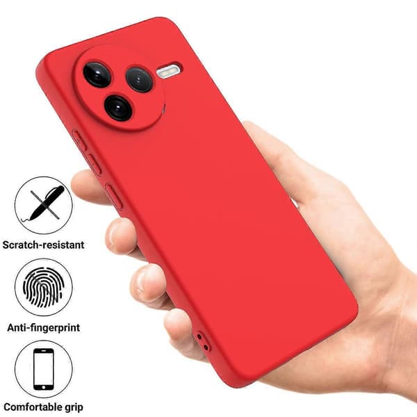 Solid Färgad Flytande Silikon Fallsäker Fulltäckande Mobilskal (Röd, För Redmi K80)