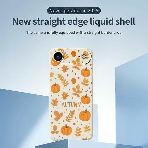 Til iPhone 17 Air Cover Efterårstema Mønstertryk Lige Kant TPU Telefon Bagcover - Beige