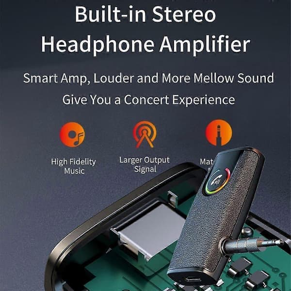 Håndfri Bluetooth 5.3 Audio Musikk Mottaker Trådløs 3.5mm AUX Hjem Bil Adapter