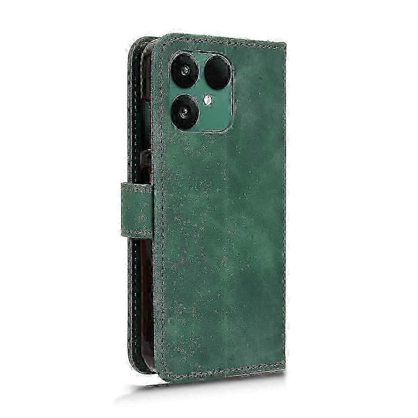 Grönt läderkänsla Anti-Drop Plånboksfodral för Fairphone 6