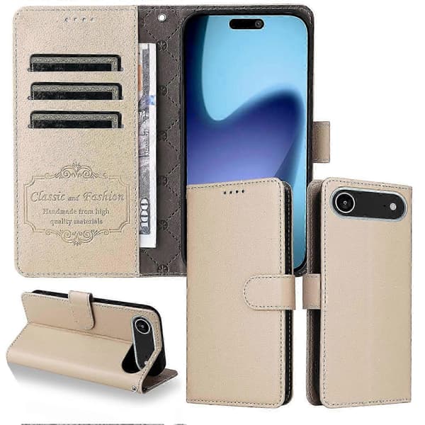 Til iPhone 17 Air Cover RFID-blokerende 3 kortpladser PU-læder telefoncover med håndledsrem