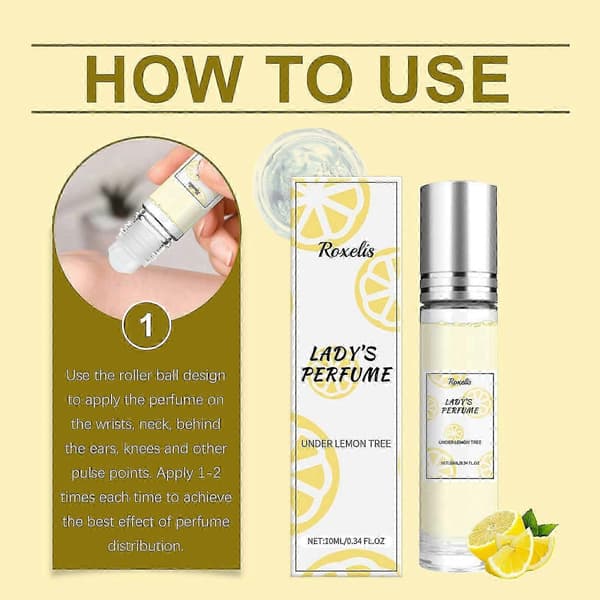Citronfräsch gul parfym, långvarig doft med cederträ, peppar & patchouli, 10 ml resestorlek