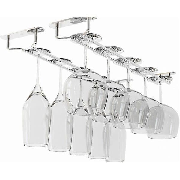35 cm dobbel rad vinglassholder i rustfritt stål, krom jern hengende vinglassstativ