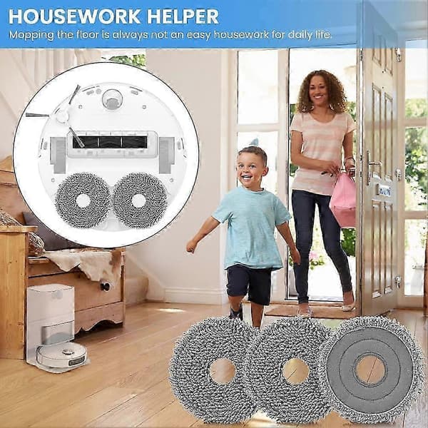 8 st moppdynor för Roborock Qrevo MaxV/Master/Plus/Slim/Pro dammsugardelar mikrofibermoppduk