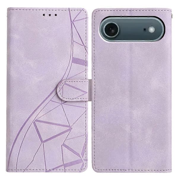 Compatible for iPhone 17 Air Case Wallet Stand Embossed Triangle Pattern Leather Phone Flip Cover