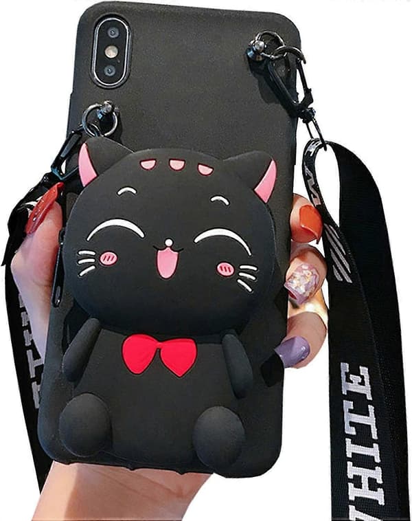 Iphone 13 Pro Max -kuori, söpö kissa ja ristikkäinen kaulanauha