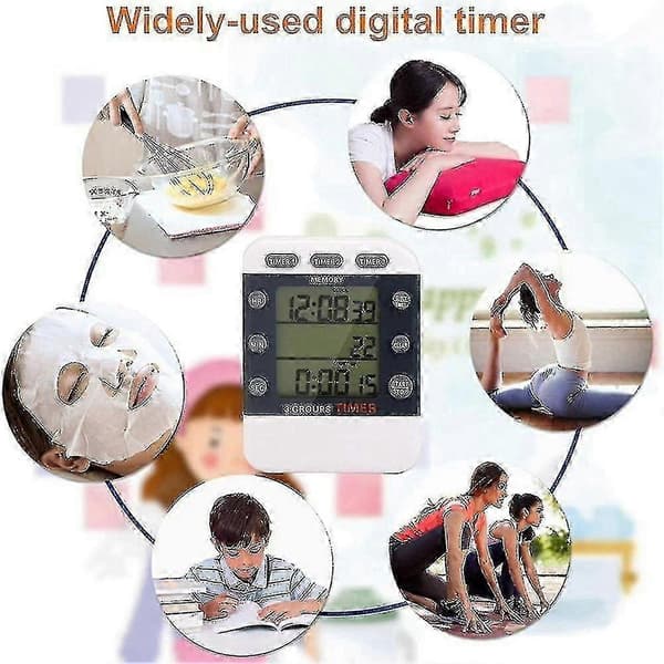 Digital Timer 100 Timer Trippel Nedtelling/Opp Matlagingstimer
