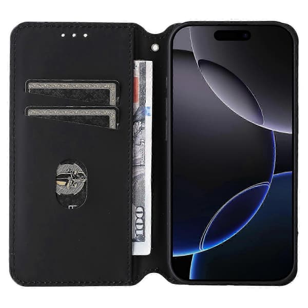 Plånboksfodral för iPhone 16 Pro Max, rombmönstrat läderfodral - Blå SZRH A-F
