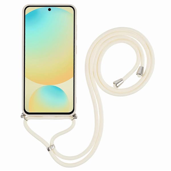 Mobilskal med snodd för Samsung Galaxy S25 Plus(+) Flexibelt TPU-fiberfoder Stötsäkert telefonskal (Vit)
