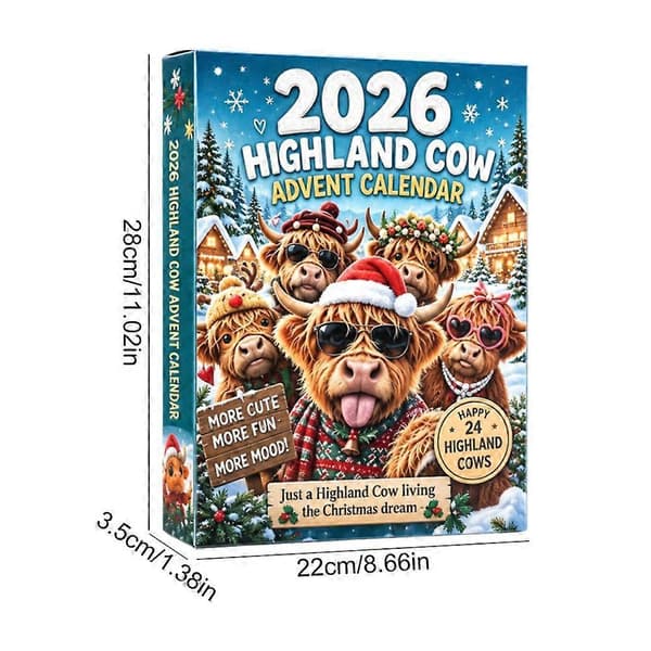 Highland Cow Adventskalender - Jule-nedtelling og festdekorasjon