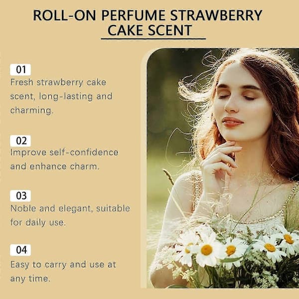 Jordbærkagerulleparfume, langvarig elegant romantisk duft til kvinder, 10 ml