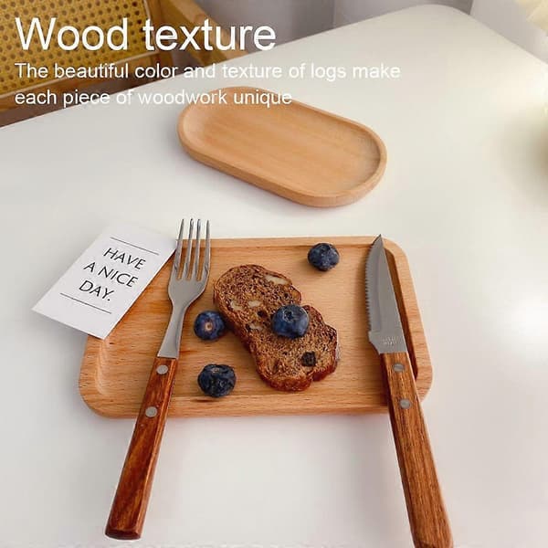 Solid Wood Tray, Rectangular Bathroom or Tea Set, Small and Practical, 2-Piece Set.
