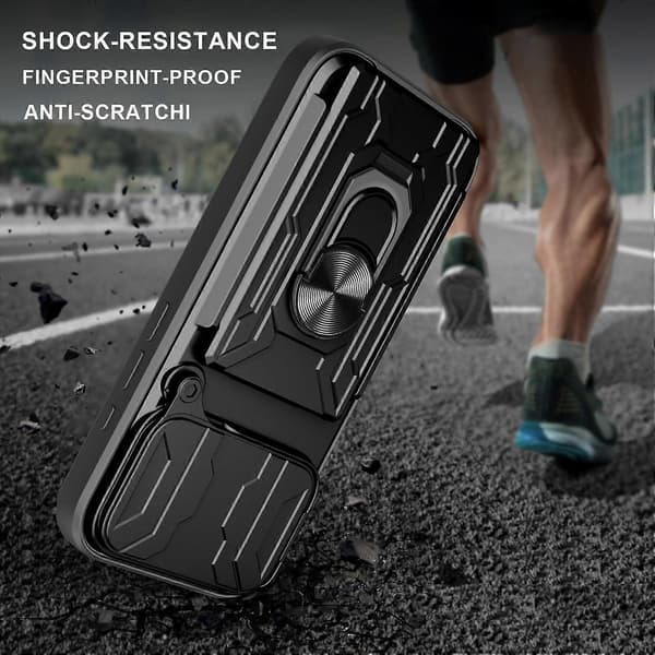Skydende Camshield TPU+PC Telefoncover med Kortplads (Til iPhone 17 Pro)