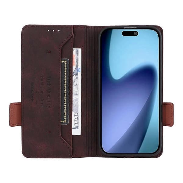 Kompatibel til iPhone 17 Air Case Læder Pung Flip Telefoncover Med Hardware Dekor