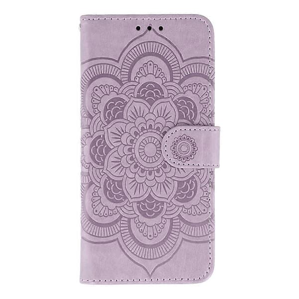 Kompatibel til iPhone 17 Air Case PU Læder Mandala Præget Design Pung Telefoncover Med Håndledsrem