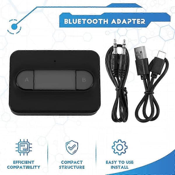 Bluetooth 5.0-senderadapter Dual Link-hovedtelefoner Hjemmelydsystem Sort
