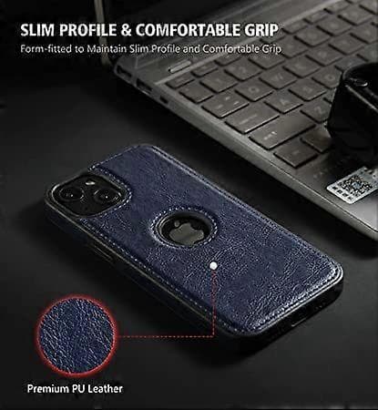 Kompatibel med iPhone 13 Pro etui Premium læder TPU hybrid cover (blå)
