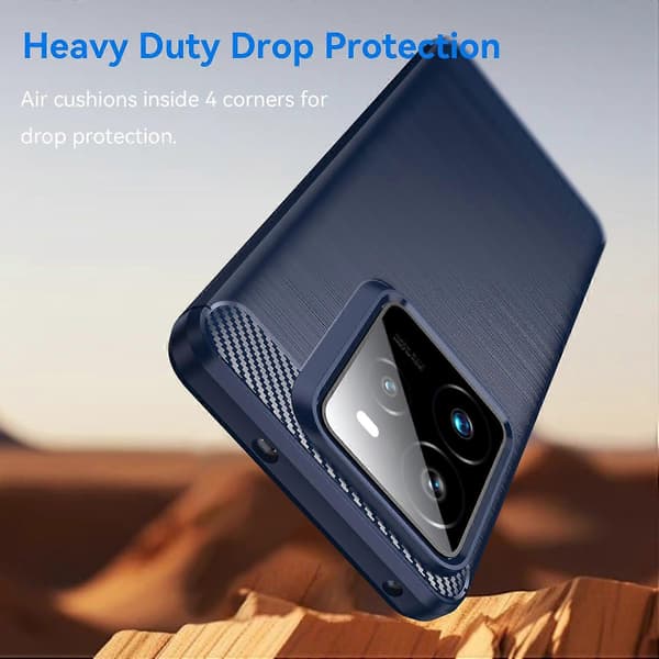 Kolfiberborstad textur TPU-telefonfodral (Blå, för Realme GT 7 Pro)
