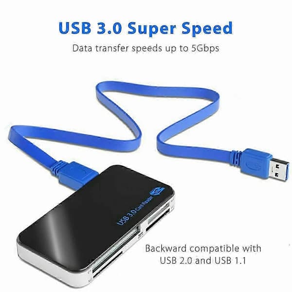 USB 3.0 minneskortläsare 5 Gbps-adapter passar för TF/CF/SD/Micro SD/XD/M2/MS-kort Fk