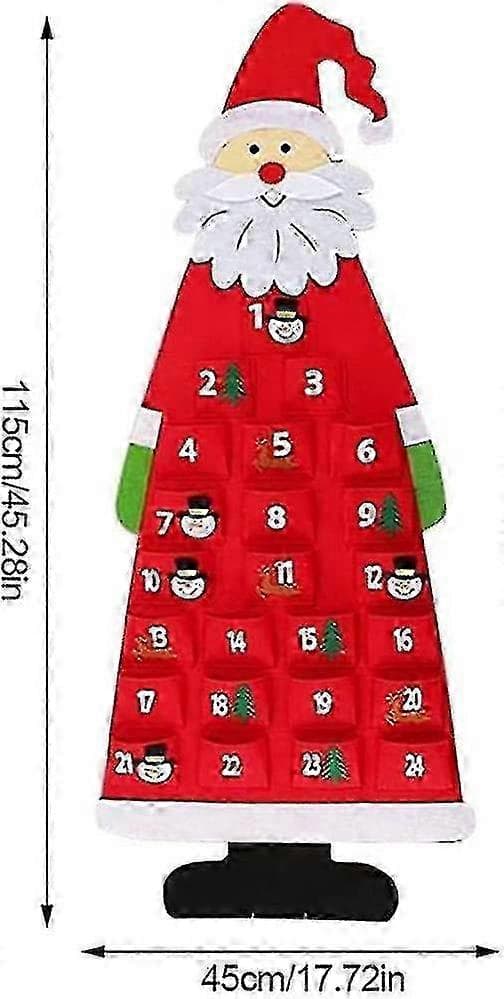 Julekalender for barn, 24-dagers nedtelling til jul, med lommer til julegaver