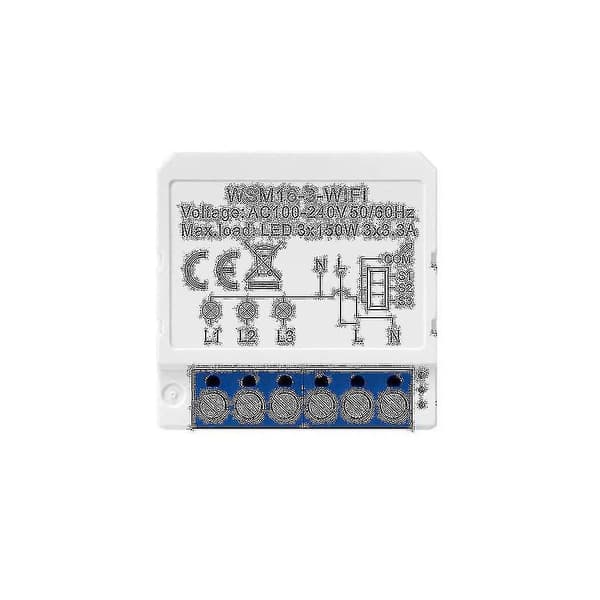 Wifi Smart Lysbrytermodul, Tuya App Fjernkontroll 2-veis Kontroll 3 Mini DIY Bryter Fungerer for, Google