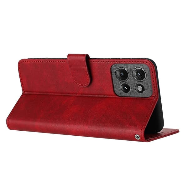 Solid kalvetekstur flip læder telefoncover (til Motorola Edge 50)