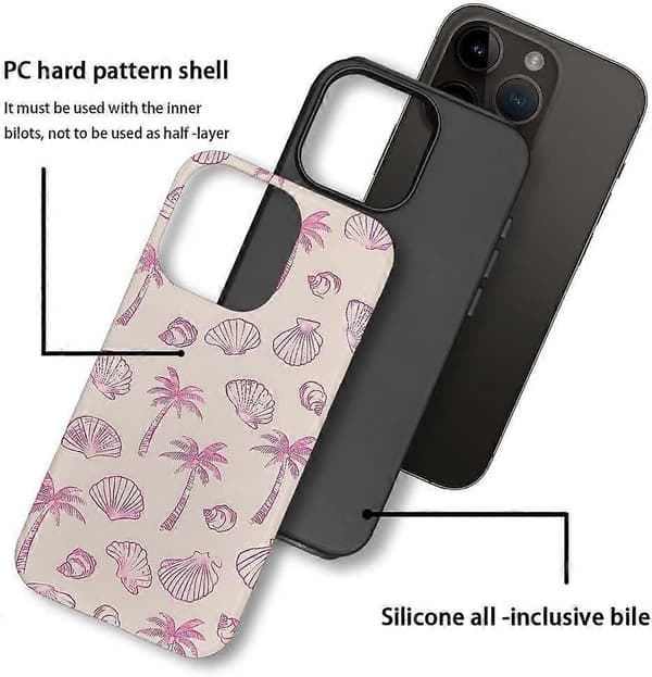 1 stk. Shell Palm Tree Beach telefoncover, til iPhone 13 til piger og kvinder