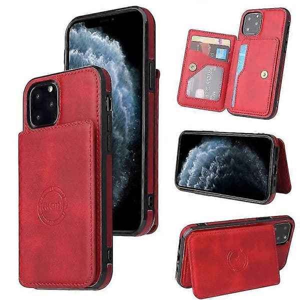 Til iPhone 11 Kalvetekstur Magnetisk Etui (rød)