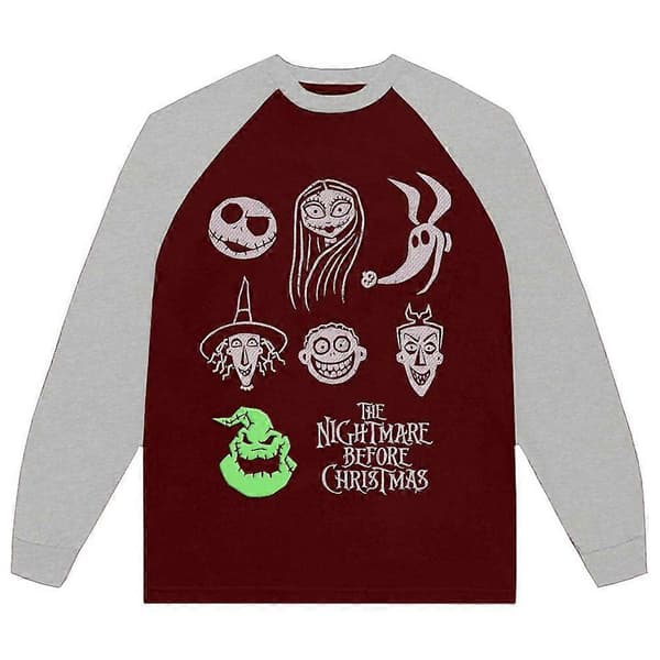 The Nightmare Before Christmas Stacked Faces -raglan-pitkähihainen t-paita
