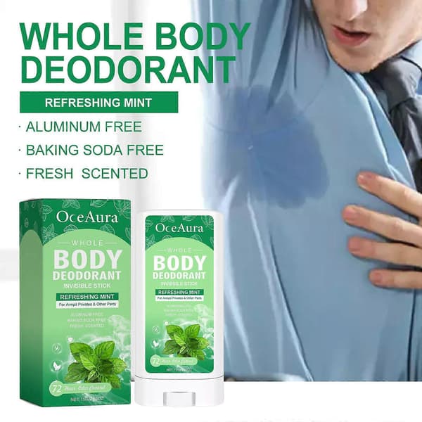 Deodorantsticka med mint för hela kroppen, uppfriskande doft, antiperspirant, utspädd