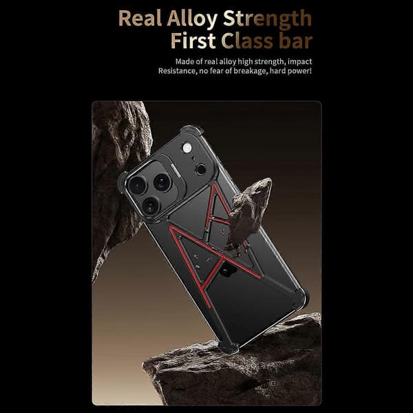 För iPhone 17 Pro Max Bumperfodral Fyra Hörn Airbag Stöd Boardless A-form Metall Telefonfodral