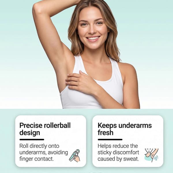 2 stk. Deodorant Roll-on til underarme, giver en ren, forfriskende og behagelig duft til underarmshuden