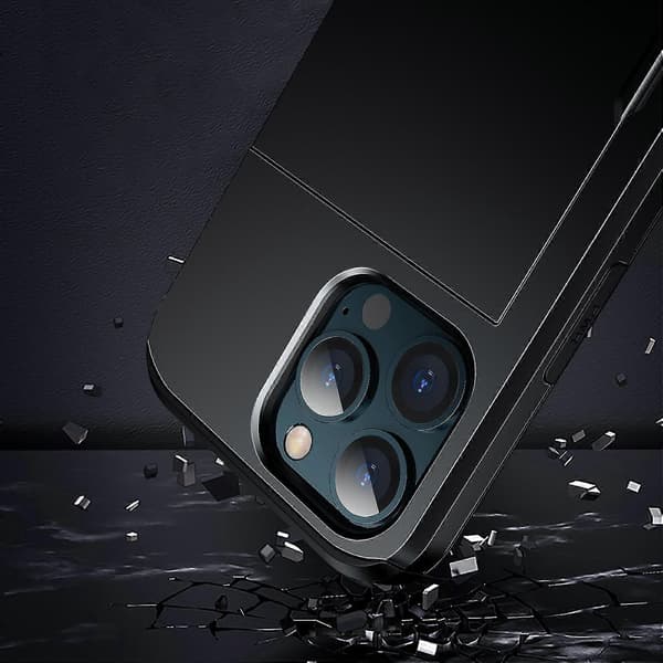 Skyv kortholder Anti-fallbeskyttelse PC + TPU Hybrid Bakdeksel til iPhone 13 mini 5,4 tommer