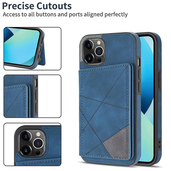 Linjakorttikotelo iPhone 13 Pro Maxille, sininen