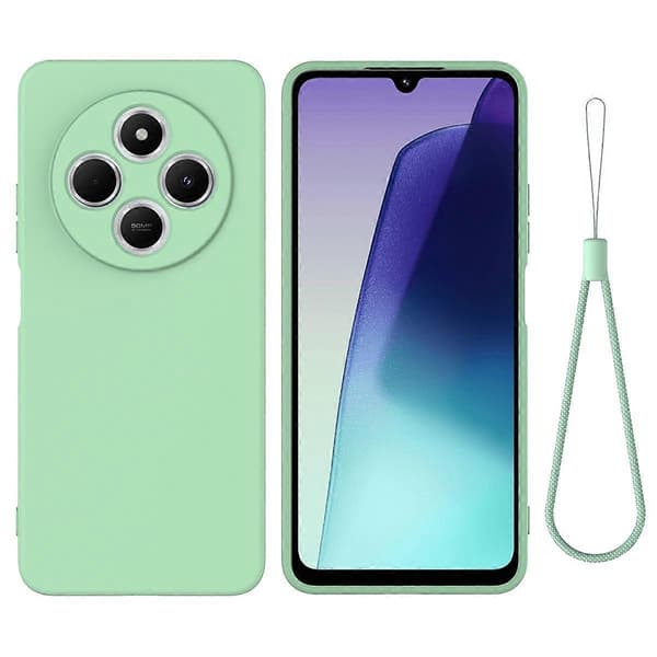 Solid Färgad Flytande Silikon Fallsäker Full Täckning Telefonfodral (Grön, För Redmi A3 Pro)