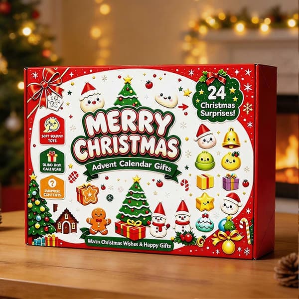 Julekalender 24 dagers nedtellingsboks med squishy fidget-leker overraskelsesboks for barn